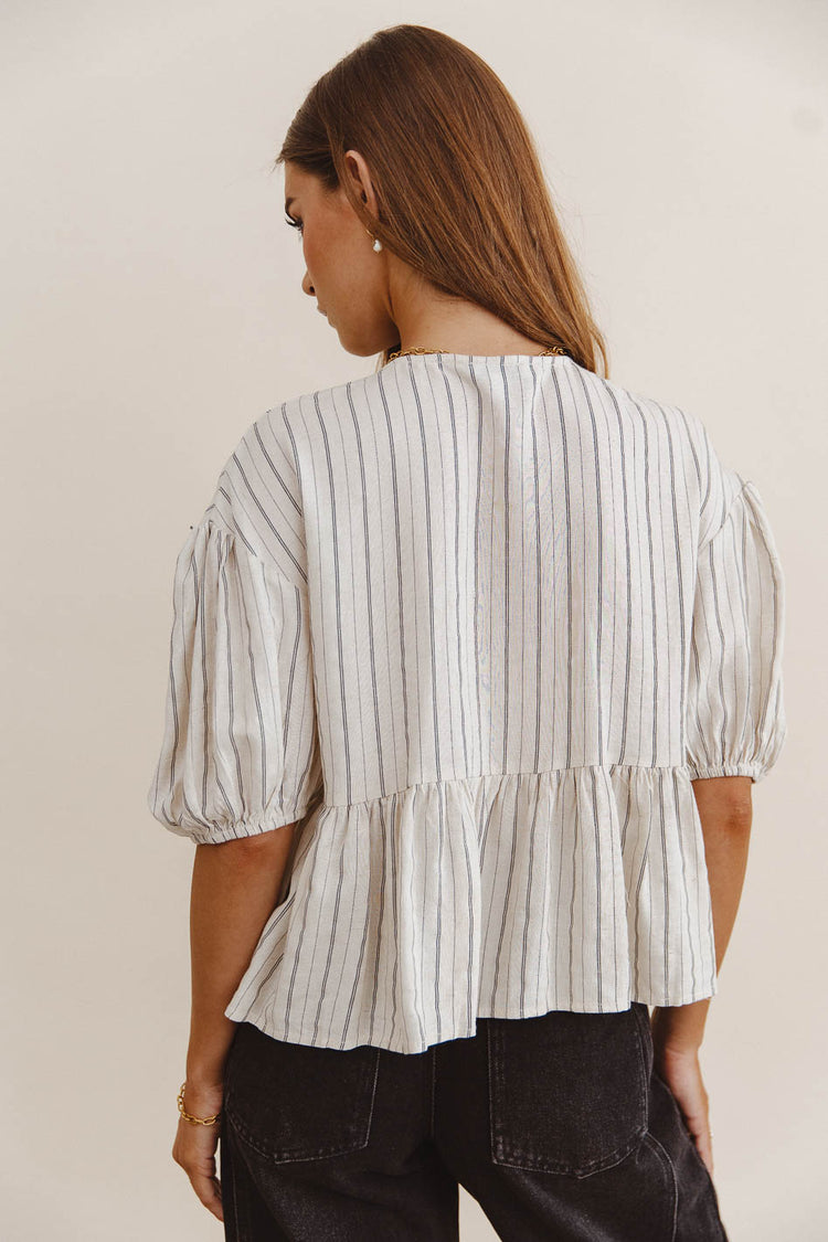 Striped back top in black 