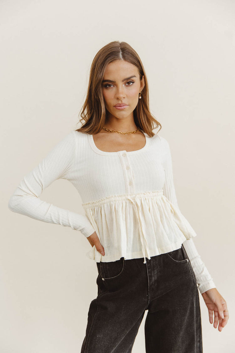 Round neck top in ivory 