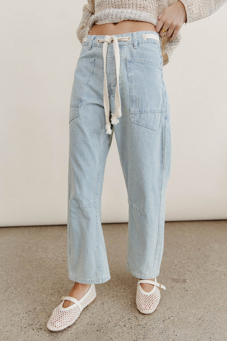 drawstring barrel jeans with stripes