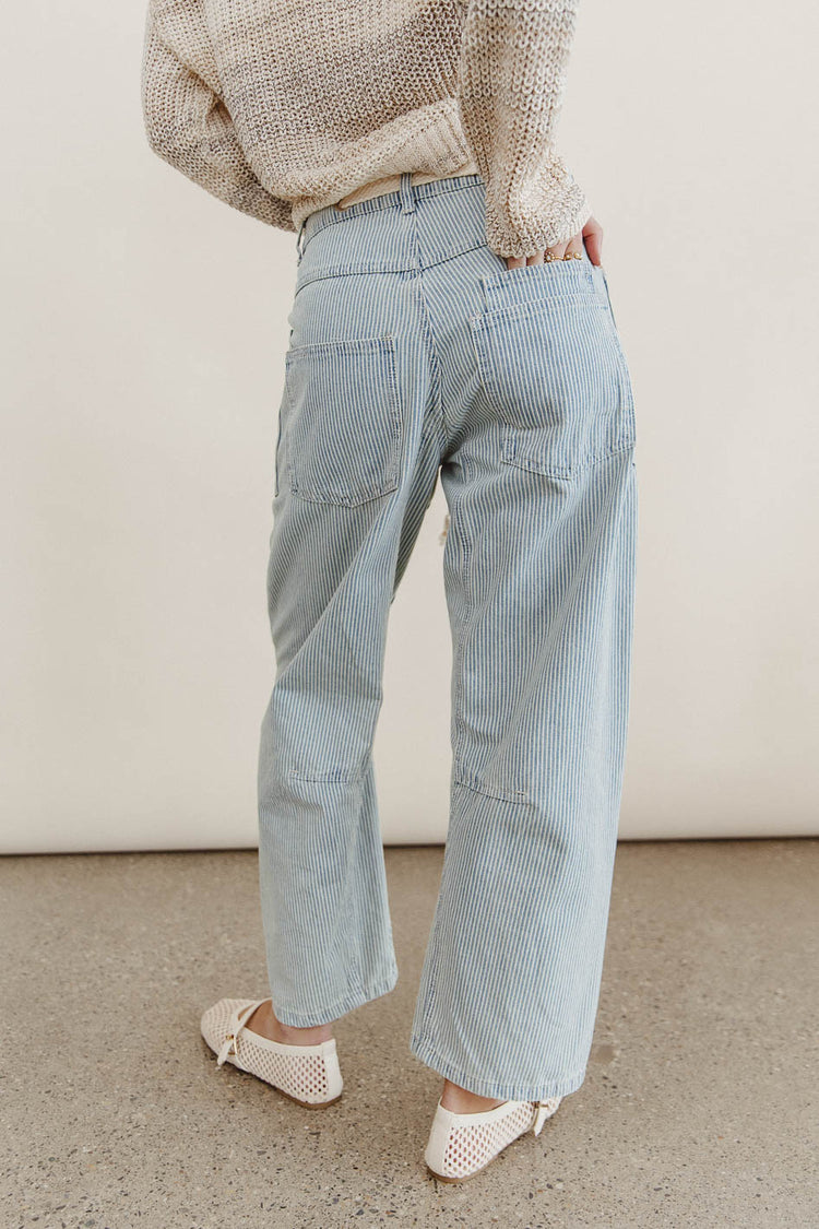 striped barrel jeans in light wash