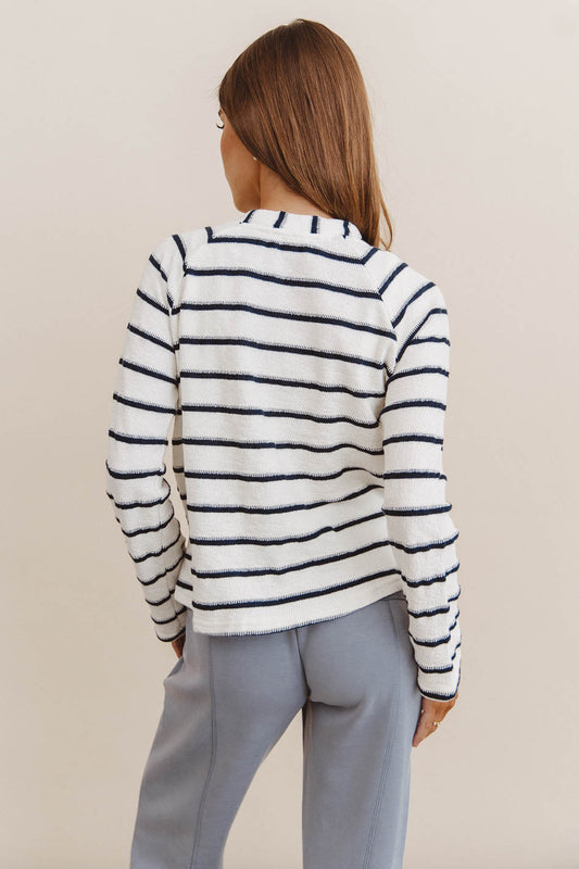 Striped plain top in navy 