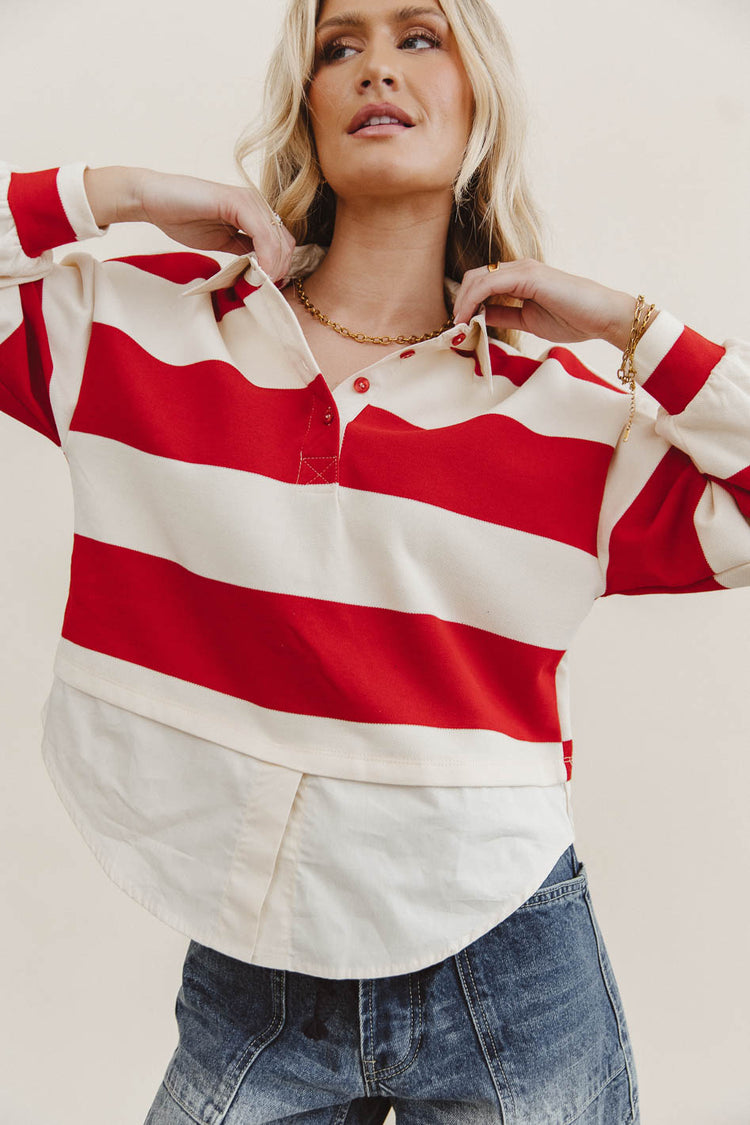 Collared top in red 