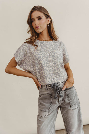 Button up top in leopard print 