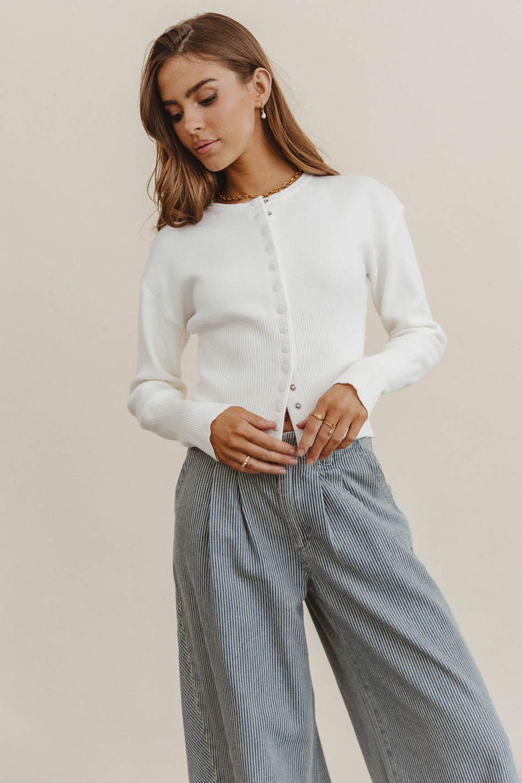 Long sleeves top in white 