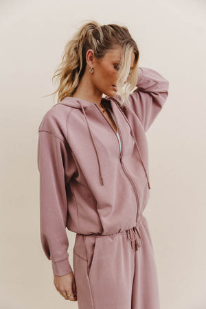 Balance Zip Up Hoodie in Mauve