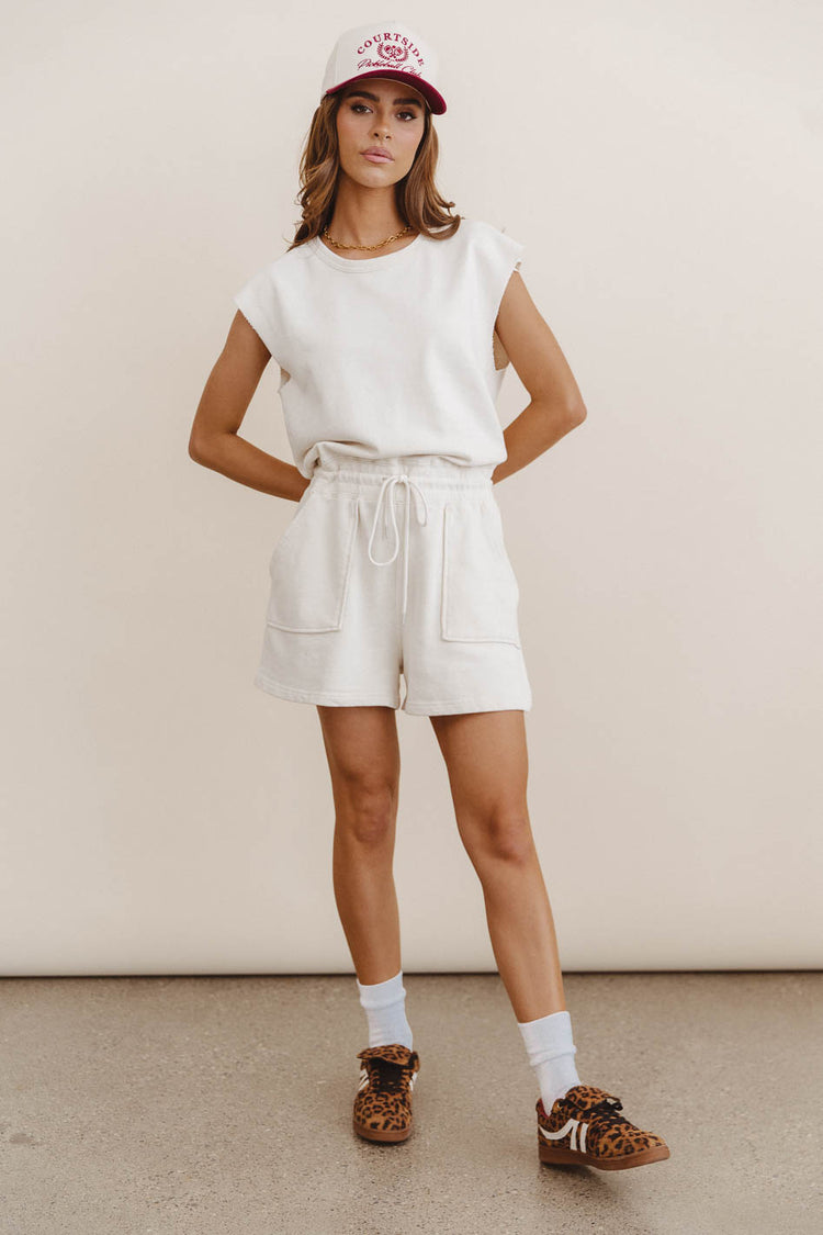 Remi Cutoff Romper in Cream
