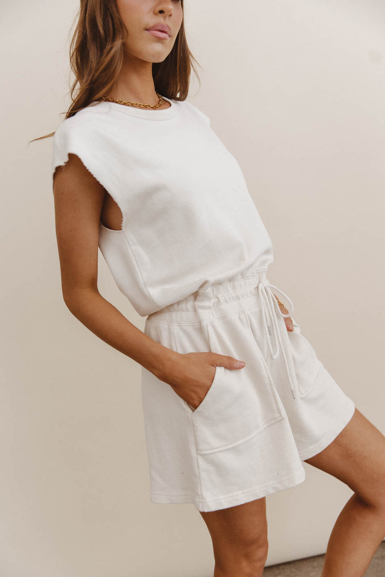 Remi Cutoff Romper in Cream