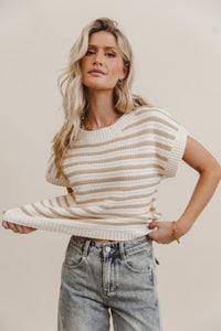 Striped top in khaki 