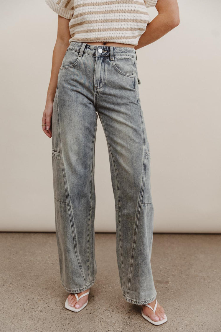 High rise denim in medium wash 