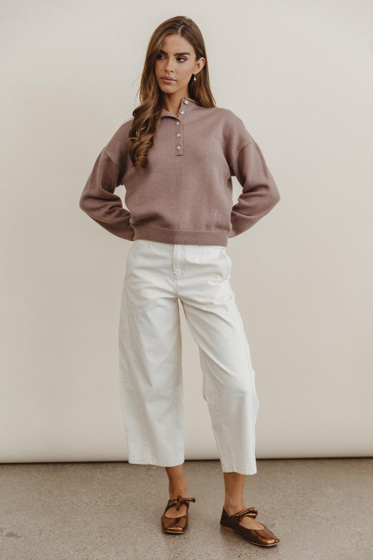 Long sleeves sweater in mauve 