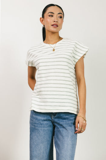 striped top in sage