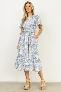 round neckline flower print dress