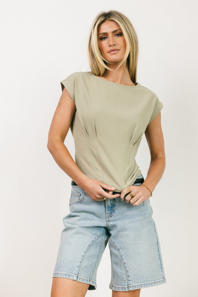 short sleeve top in sage 