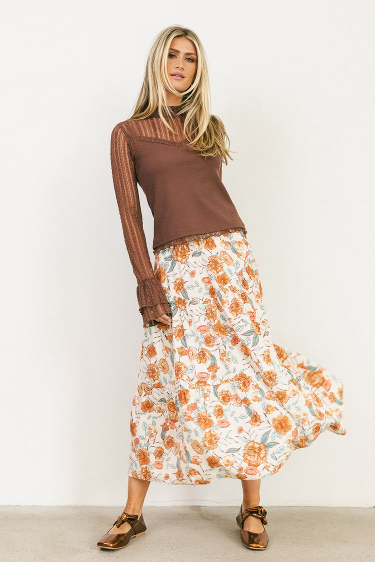 Moss Floral Midi Skirt