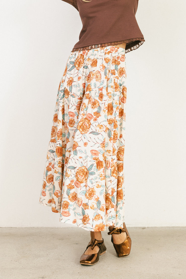 Moss Floral Midi Skirt