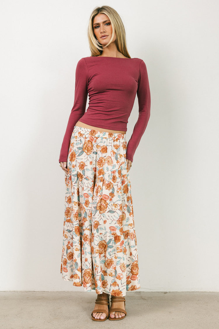 Moss Floral Midi Skirt