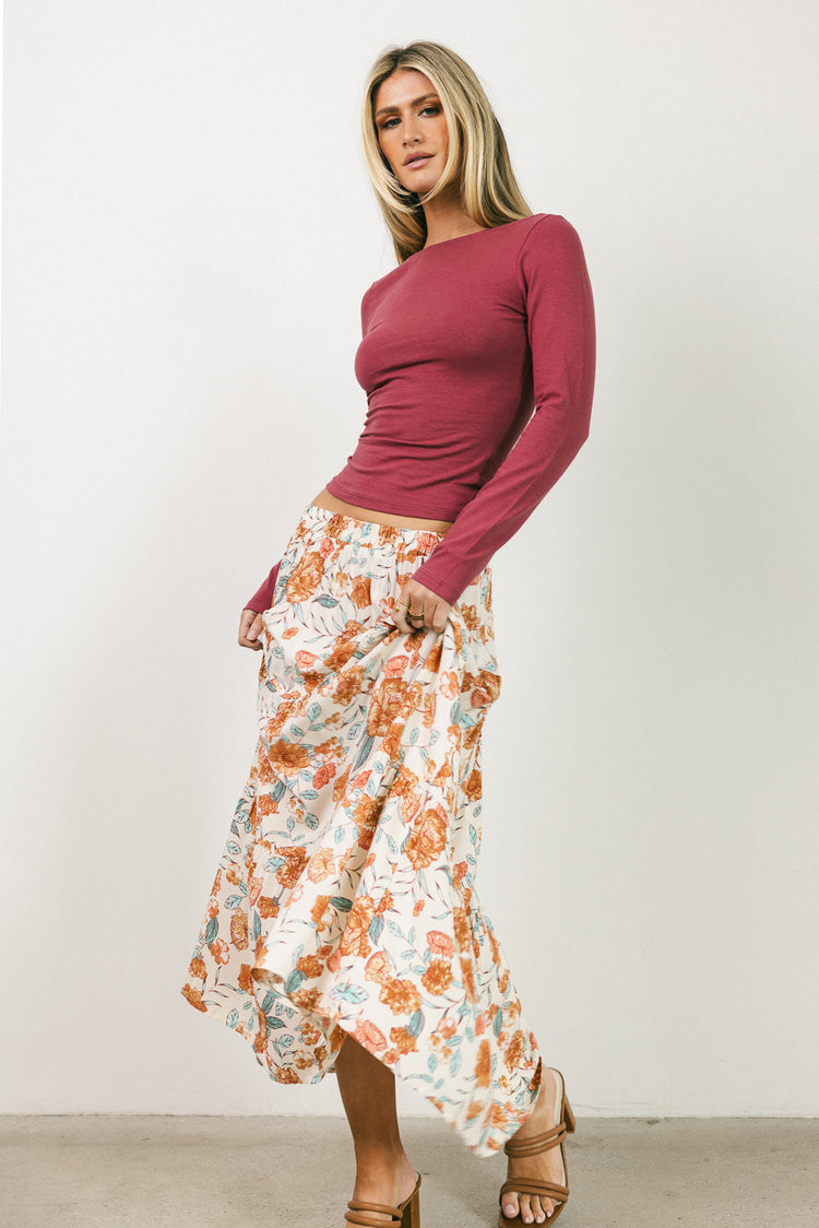 Moss Floral Midi Skirt