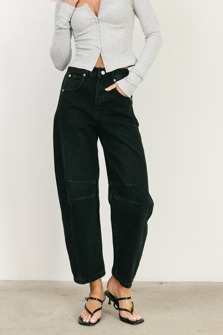 black barrel jeans