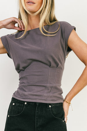 Tam Pleated Top in Charcoal