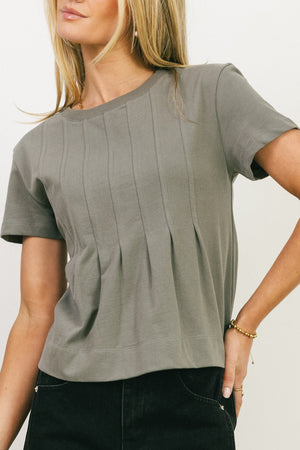 Cattelain Pleated Top in Charcoal