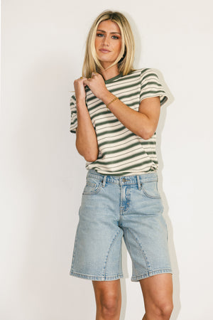 Kelly Striped Tee in Jade