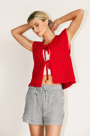 Brea Knit Vest in Red