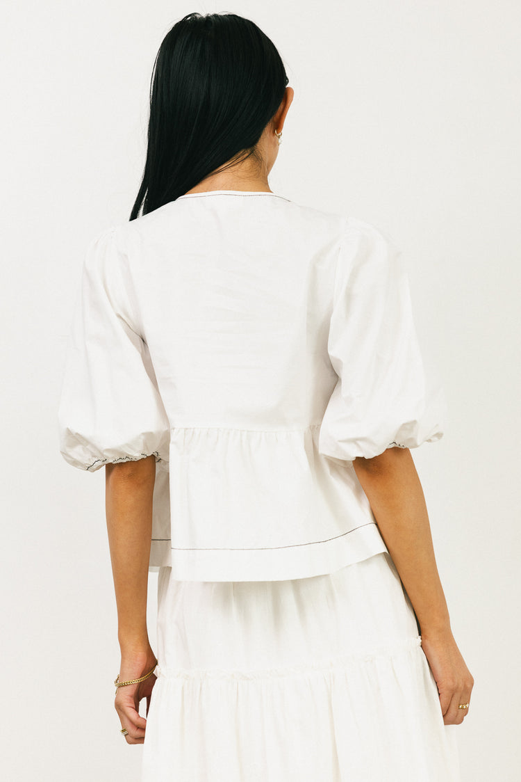 puff sleeve white blouse