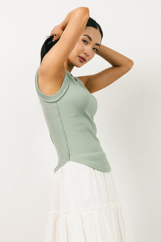 ribbed tank in sage