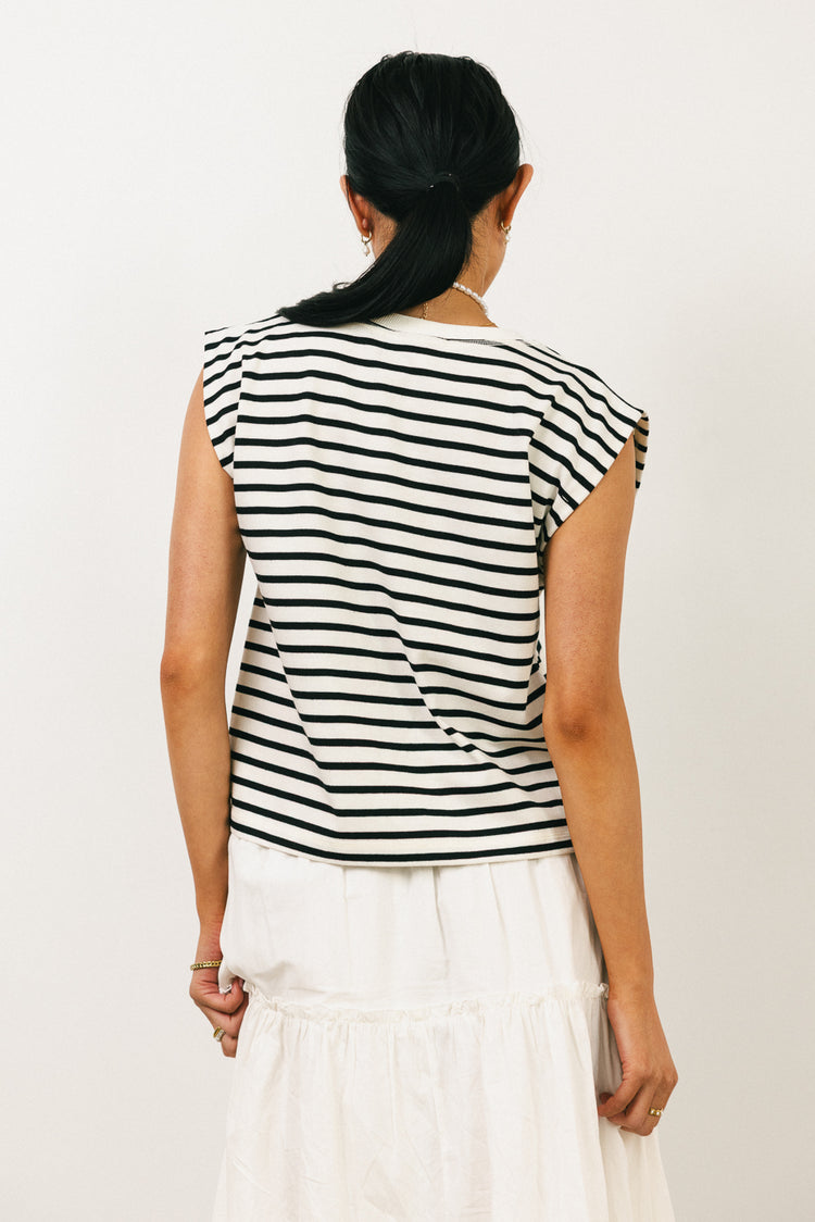 black and white striped  top