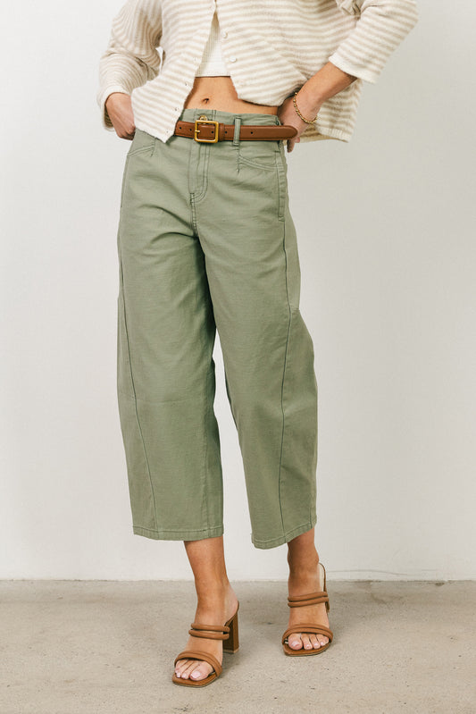 green pants with belt loop 