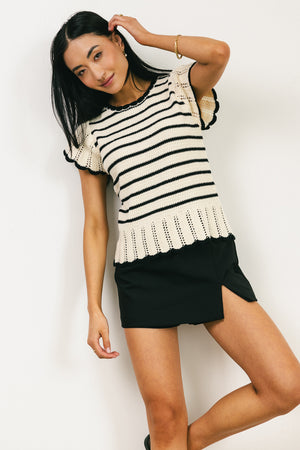 Georgie Striped Sweater in Black