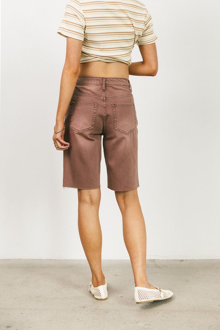 denim bermudas in mauve