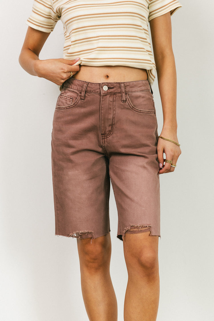 mauve bermuda shorts