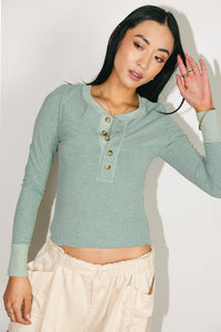 Round neck top in sage 