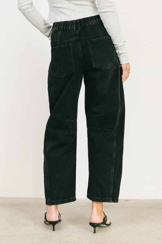 black barrel denim jeans