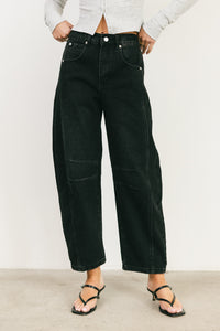 black barrel denim jeans