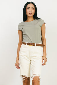 Round neck sage top