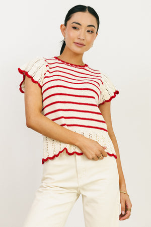 Georgie Striped Sweater in Red