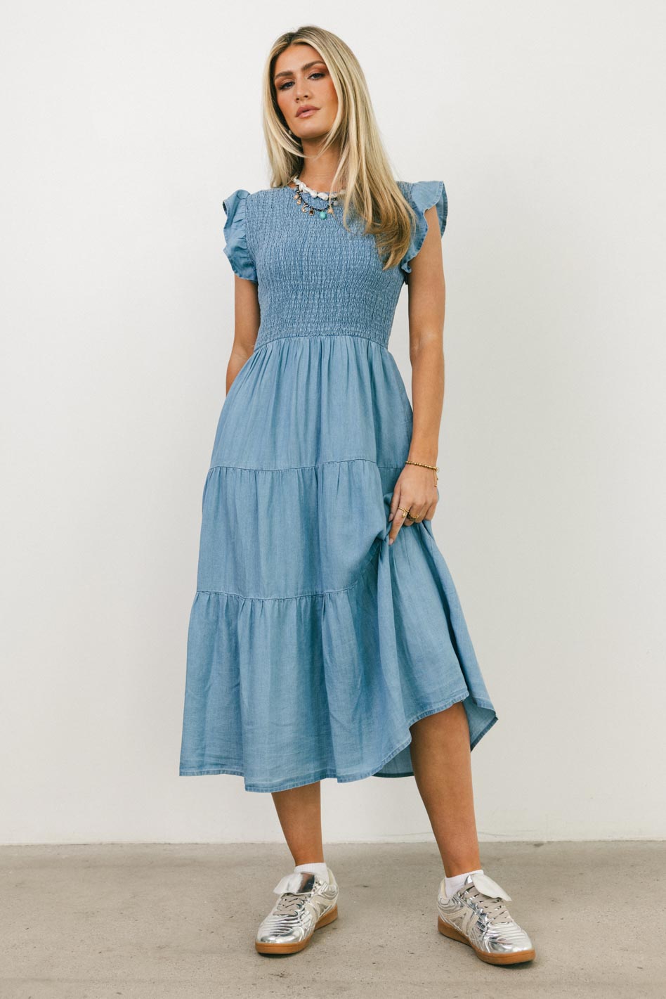 beth midi dress Beth Smocked Midi Dress