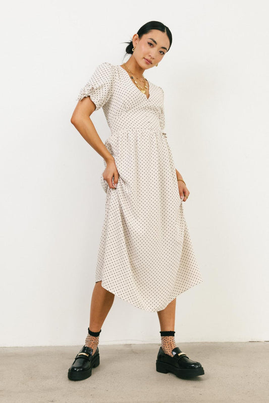 Woven dress in cream 