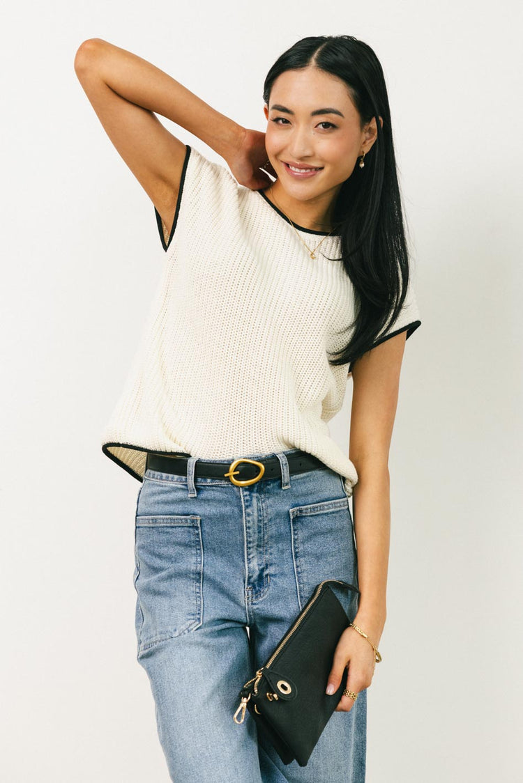 Short sleeves top in cream 