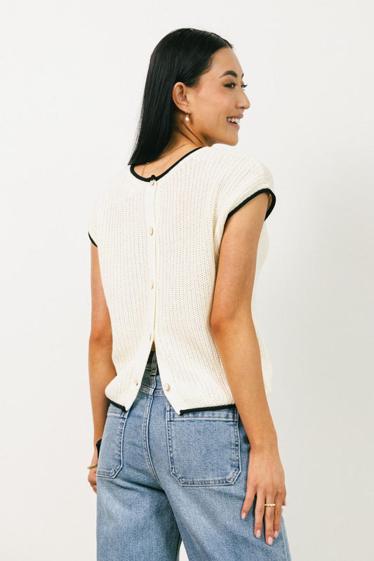 Harmony Contrast Sweater in Cream