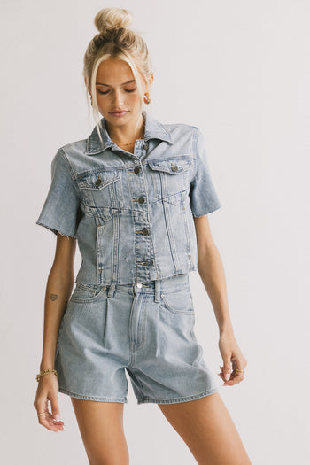 Pryia Denim Shorts in Light Wash - FINAL SALE