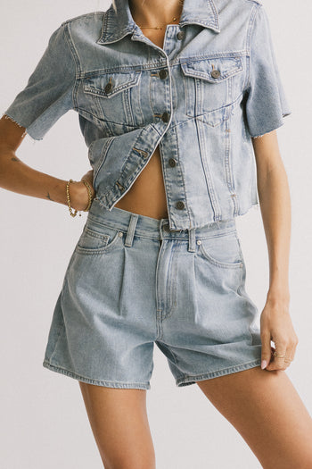 Pryia Denim Shorts in Light Wash - FINAL SALE