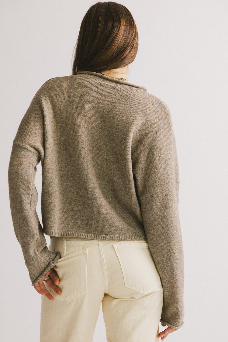 rolled hemline brown top