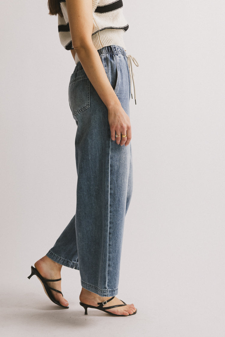 full length medium wash denim