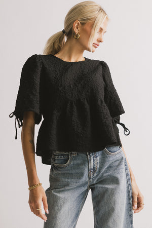 Alessia Peplum Top in Black