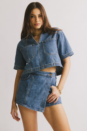 Gretta Collared Denim Top