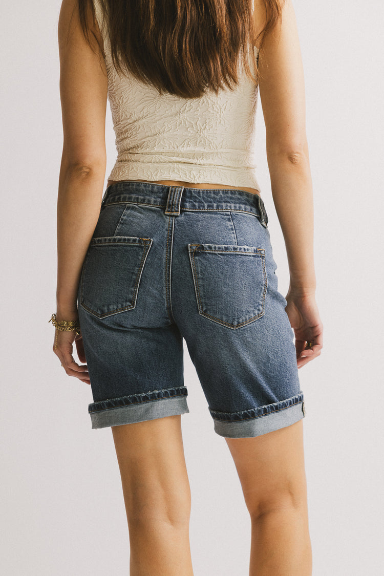 mid rise denim shorts