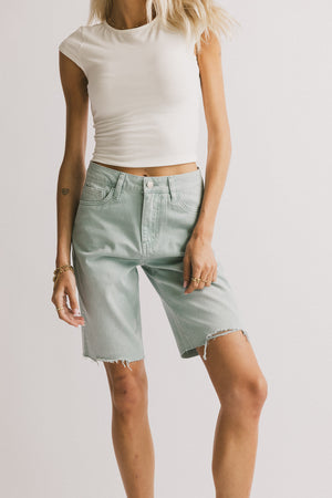 Marlene Denim Shorts in Seafoam